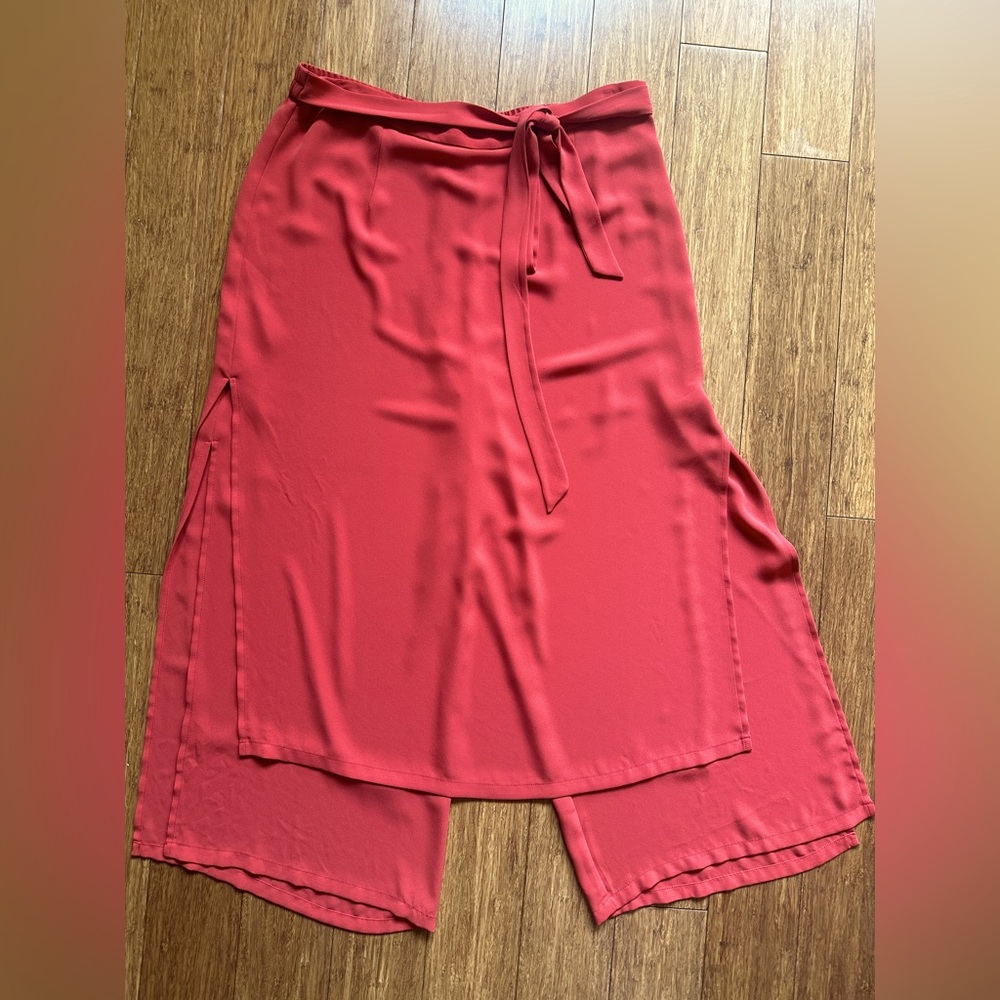 Noir Red Wrap Pant Skirt with back zip Size M